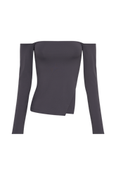 Carmen Recycled Nylon Off Shoulder Top - Charcoal